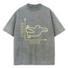 Round Neck T-shirt Casual Couple Top High-Quality Imitation Denim Fabric Humor Cartoon Print Summer