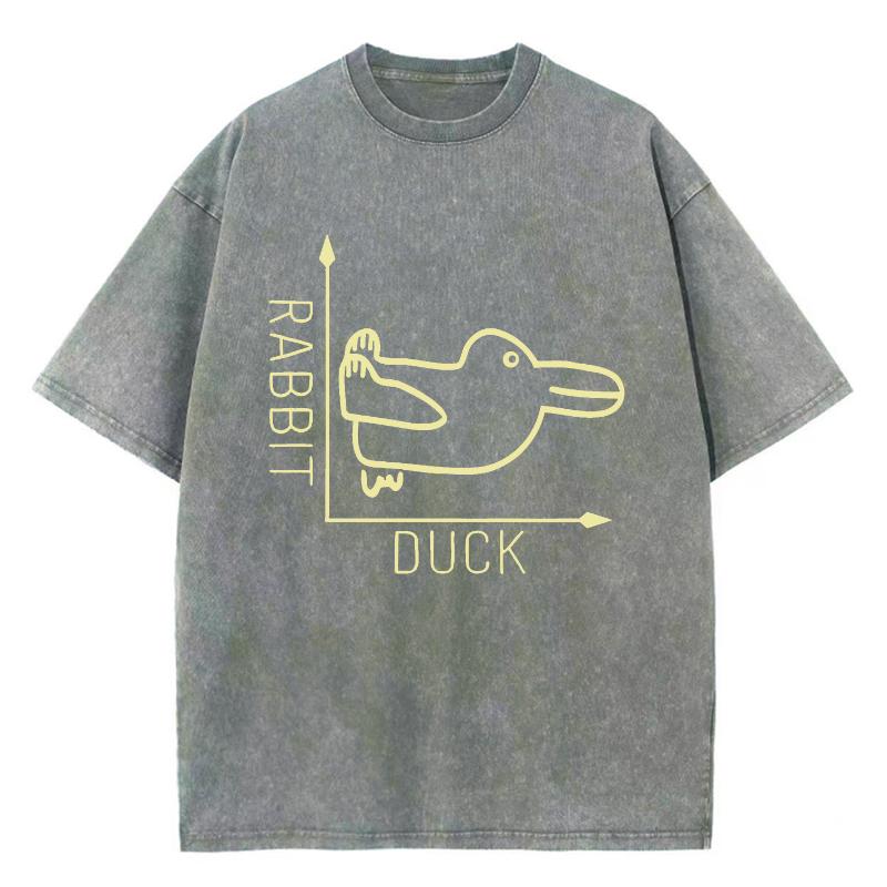 Round Neck T-shirt Casual Couple Top High-Quality Imitation Denim Fabric Humor Cartoon Print Summer