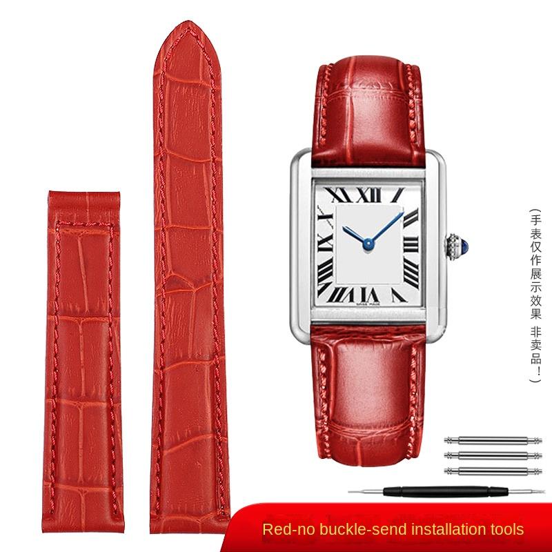 Замена ремешка из натуральной кожи для Cartier Tank Solo, для мужчин и женщин, цепочка для часов, синий, красный, розовый, ремешок для часов, браслет, ремень 16, 18, 20 мм 16mm