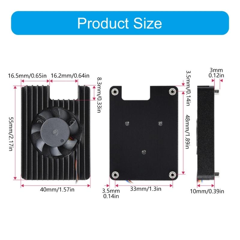 Brushless CPU Cooling Fan With Aluminum Heatsink Low Noise Radiator Heat Dissipation Fan For CM5 Development Board