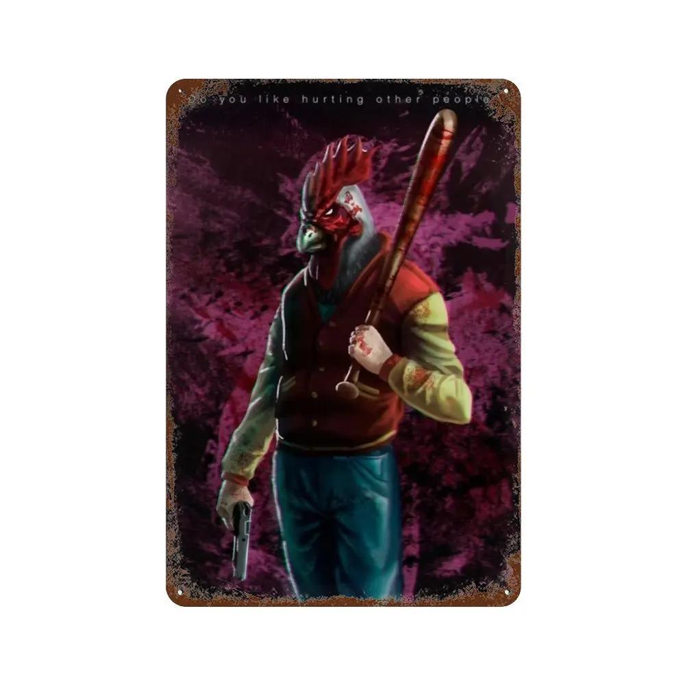 Poster Hotline Miami Hot Classic Adventure Game Posters e Placa de Metal Sinal de Lata Arte de Parede Placa Decoração Man Cave Decoração de Casa estúdio