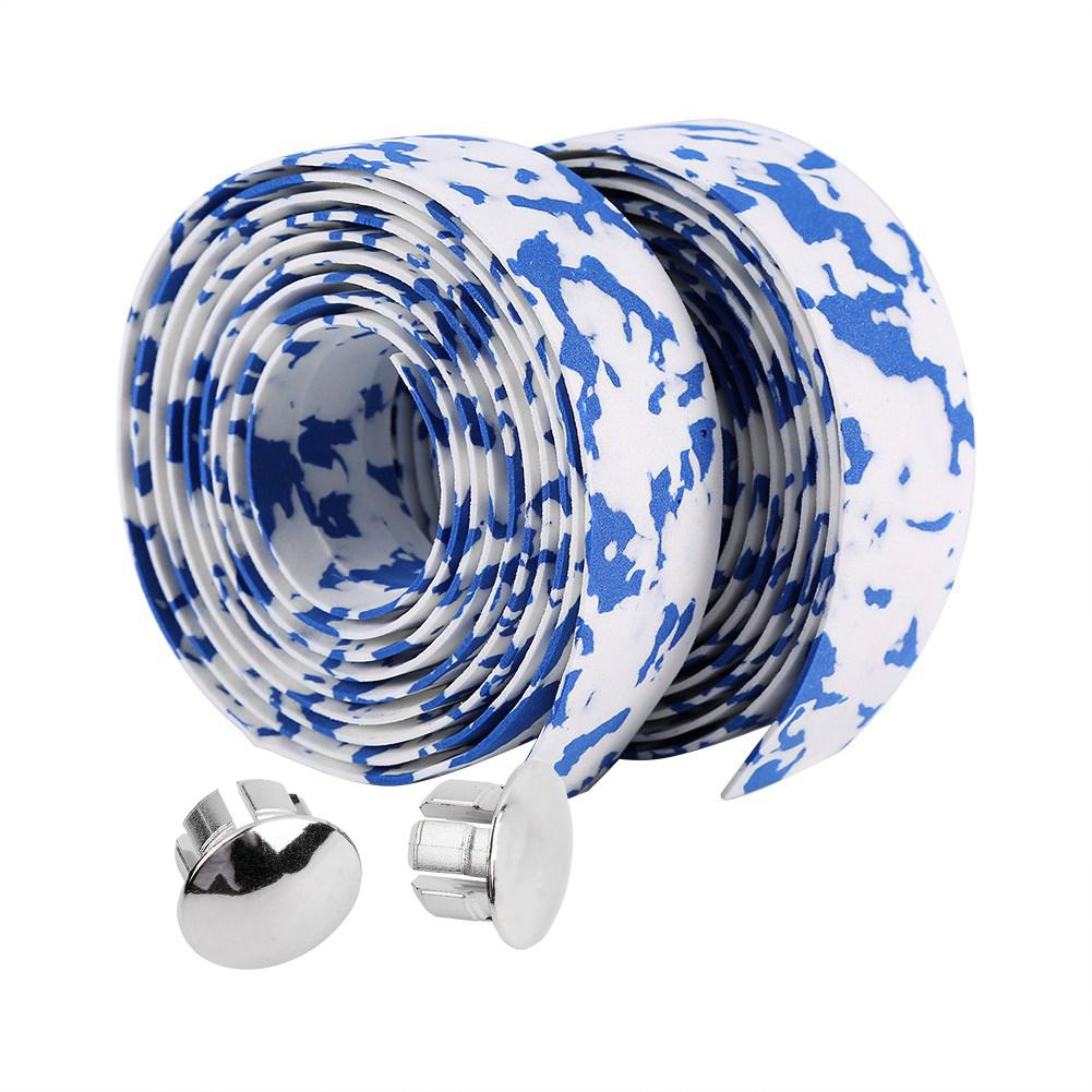 2pcs Cycling Road Bike Handlebar Grip Wrap Tape 2 Bar Plugs(Black+White)