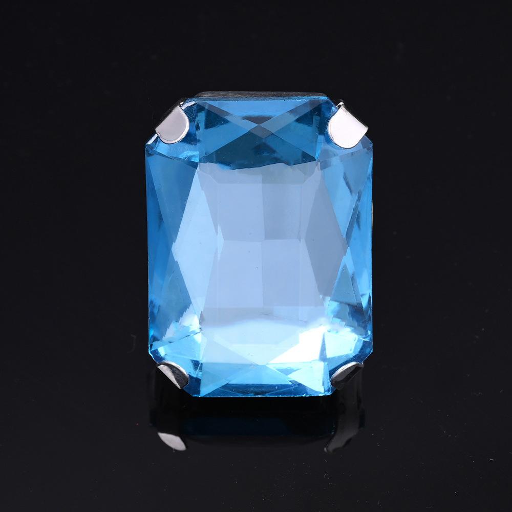 

Luxury Oversized Aquamarine Blue Crystal Ring for Women Minimalist Big Square Stone Statement Ring Elegant Evening Party Jewelry Gold-color синий