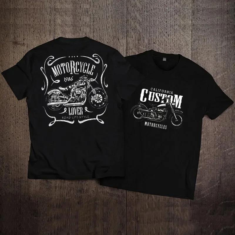 New Large-sized Short Sleeved Pure Cotton T-shirt for Men and Women Rock American Retro Harley Motorcycle Printed Loose T-shirt