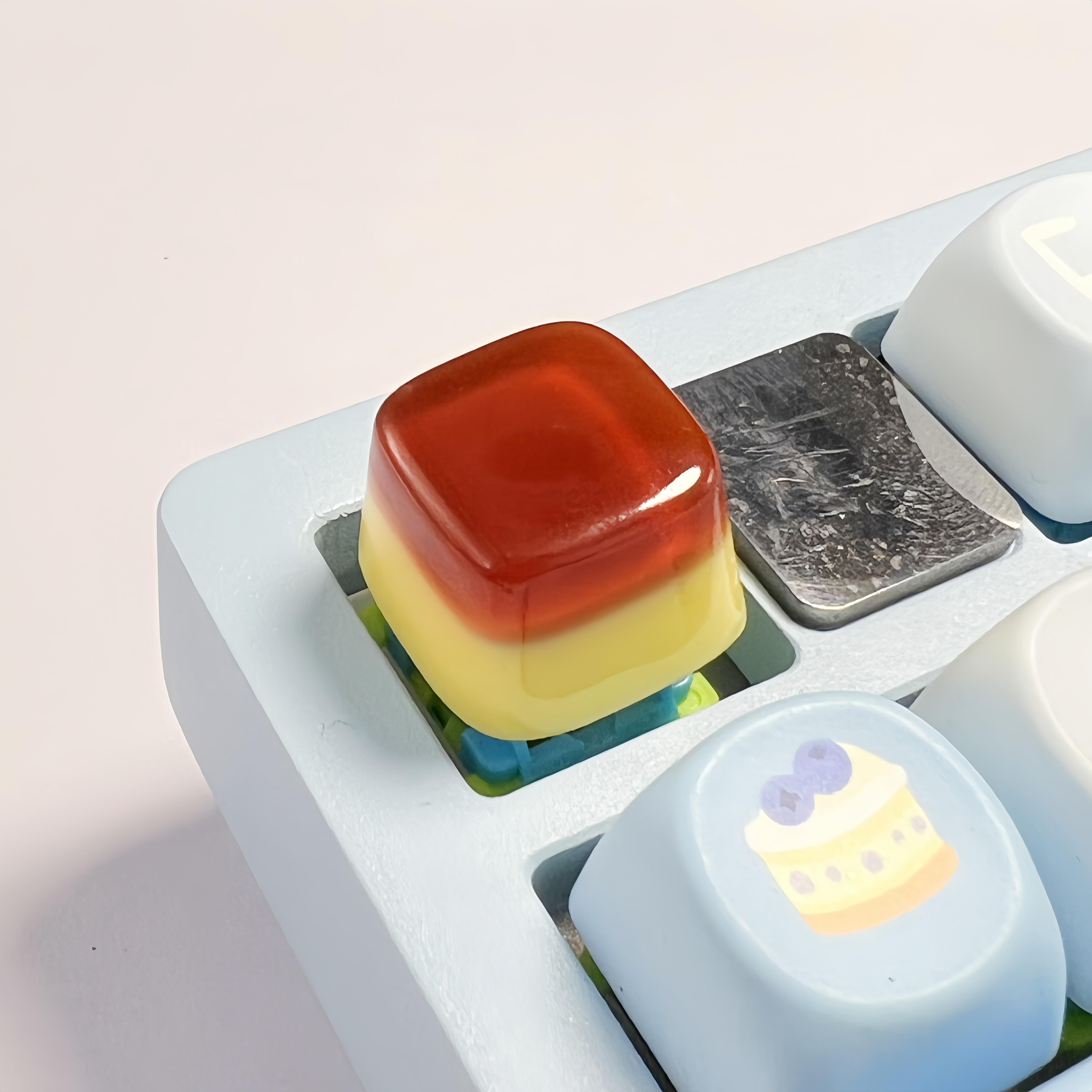 

Cross Shaft Jelly Pudding Keycap Personalized Original Dripping Mechanical Keyboard Key Caps Transparent Design Jelly Texture бронзовий
