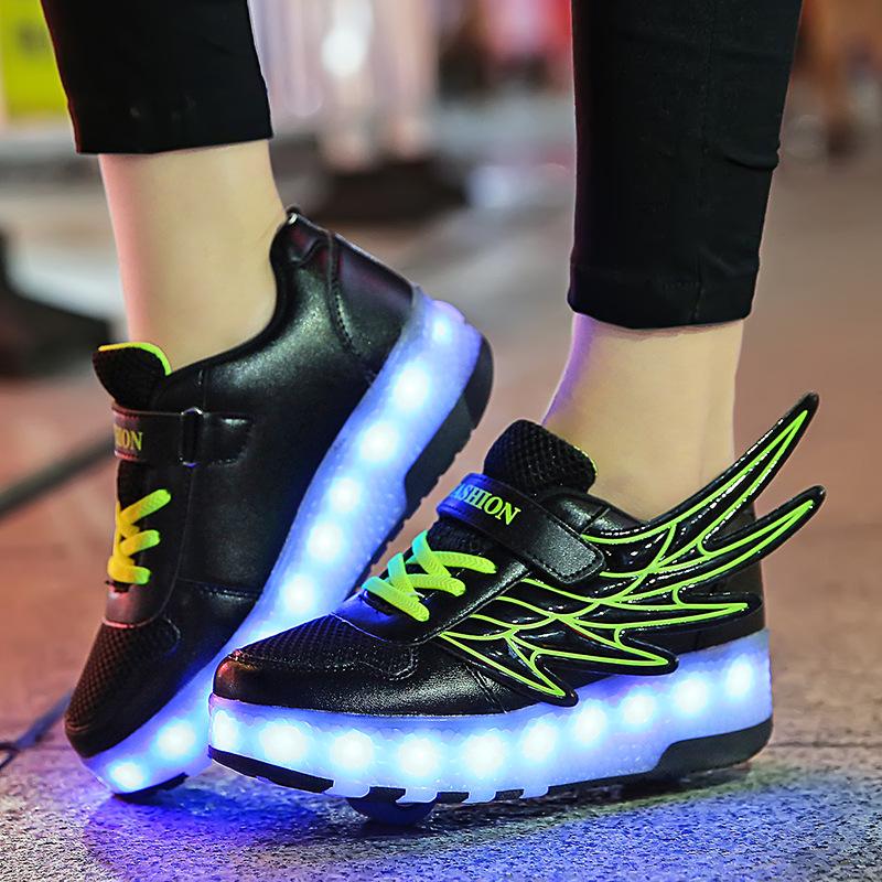 Wings Shoes LED Ultra-light Luminous Runaway Shoes Classmates Male and Female Classmates Lamp Shoes Sports Shoes Wheels Shoes