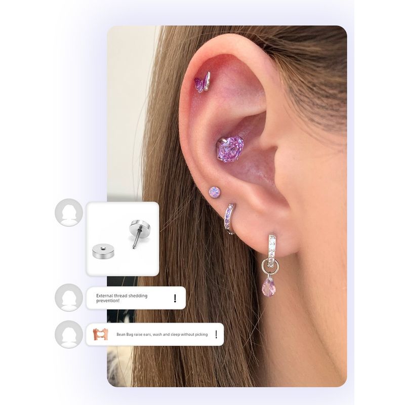 Ringring Store Medical Titanium Steel Ear Studs Edge Buckle Loop Bone Nail Earring Ear Bone Pin Titanium Alloy Earrings Earrings Female