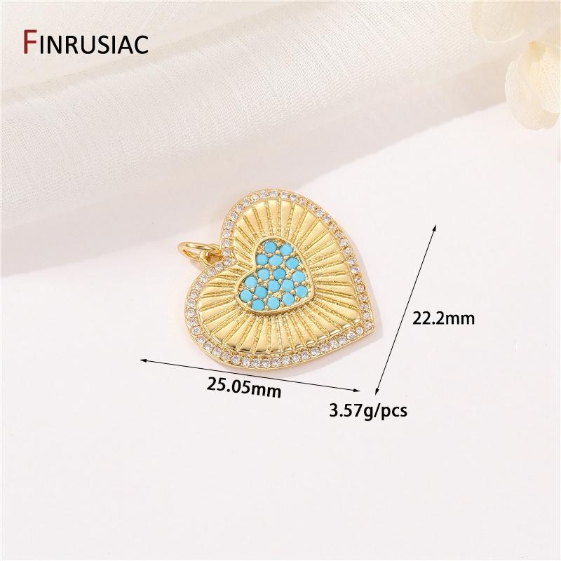 14K Gold Plated Brass Zircon Heart Charms Pendant For Jewelry Making Accessories Women DIY Love Necklaces Findings