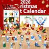 Office Desk Decoration Christmas Advent Calendar 2026, 24-Day Surprise Countdown with 24 Festival Celebration Supplies Acrylic Pendants, Anime Themed
