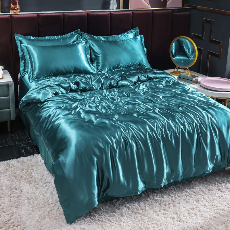 Bedding Set Solid Color Luxury Bedding Kit Rayon Satin Duvet Cover Set Twin Queen King Size Bed Set 3pcs/4pcs Home Textile