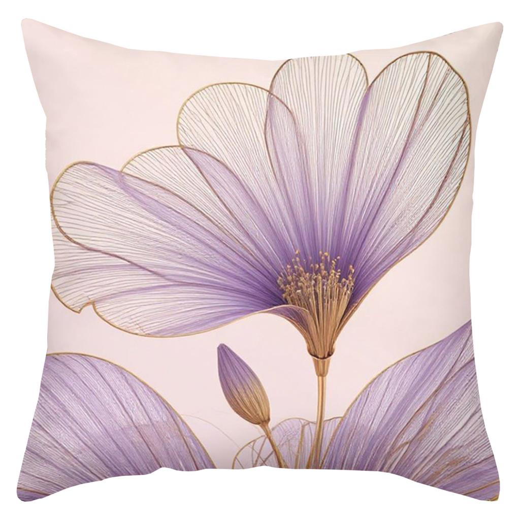 Purple Flower Printed Cushion Covers For Home Decor Polyester pillowcase, sofa decorative cushion cov Headboard Pillow