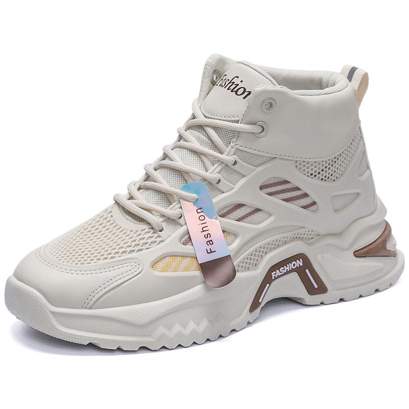 Yeni erkek rahat dış mekan rahat kalın tabanlı file ayakkabılar Yüksek bilekli spor ayakkabılar Baba ayakkabıları günlük erkek ayakkabıları spor ayakkabılar