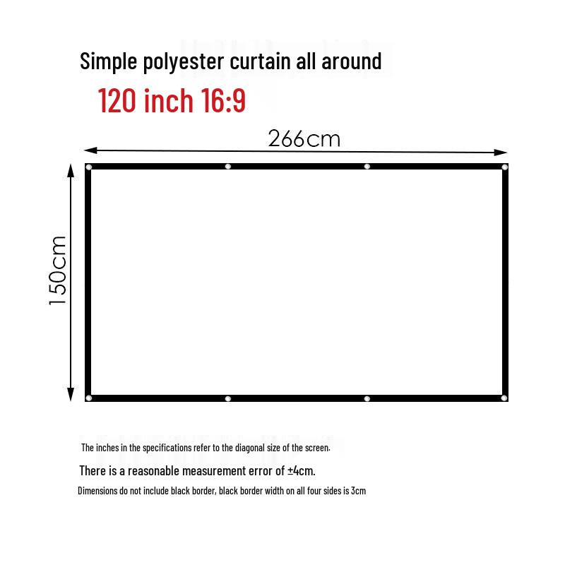 Portable Polyester HD Projection Screen - Foldable, 60 To 150 Inches, for Indoor/Outdoor Use