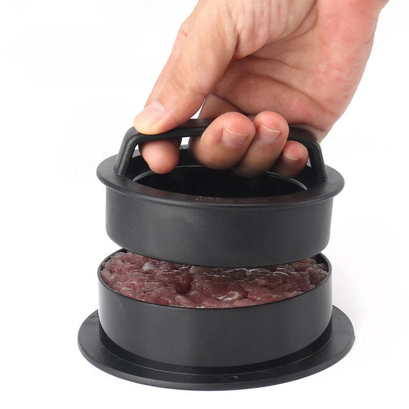 3v1 Kulatý výrobník hamburgerů Nepřilnavý nástroj na lisování masa Hovězí Vepřové Gril Lis na burgery Forma na výrobu masových placek na koláč Barbecue Kuchyňské náčiní