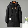 Men's Winter Mid-Length Fleece-Lined Thickened Plus Size Parka with Hood, Loose-Fit Casual Jacket