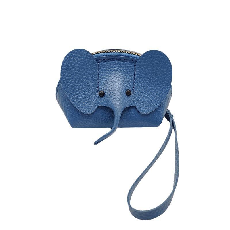 Thai Elephant PU Coin Purse - Japanese Style Keychain Pendant, Card Holder & Lipstick Zipper Bag