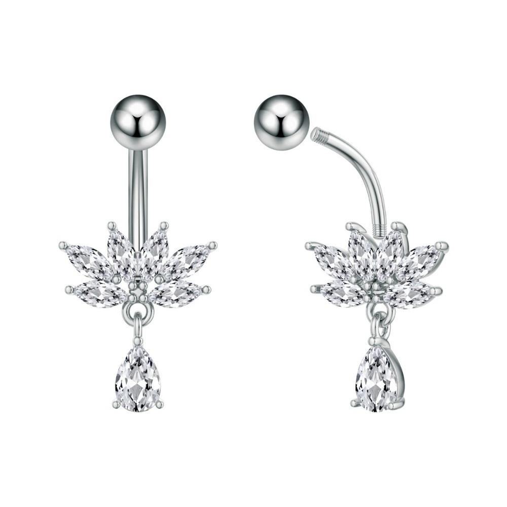 Copper Crystal Ball Belly Button Rings Elegant Shiny Body Jewelry Fashion Gem Navel Piercing Gift