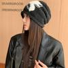 Japanese soft waxy baotou knitted stacking hat female face small ear protection warm wool hat Internet celebrity versatile cold hat