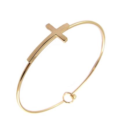 [P5077] - Rose Gold 'Cross' Steel Bracelet (gold Pink) - 23x12 Mm