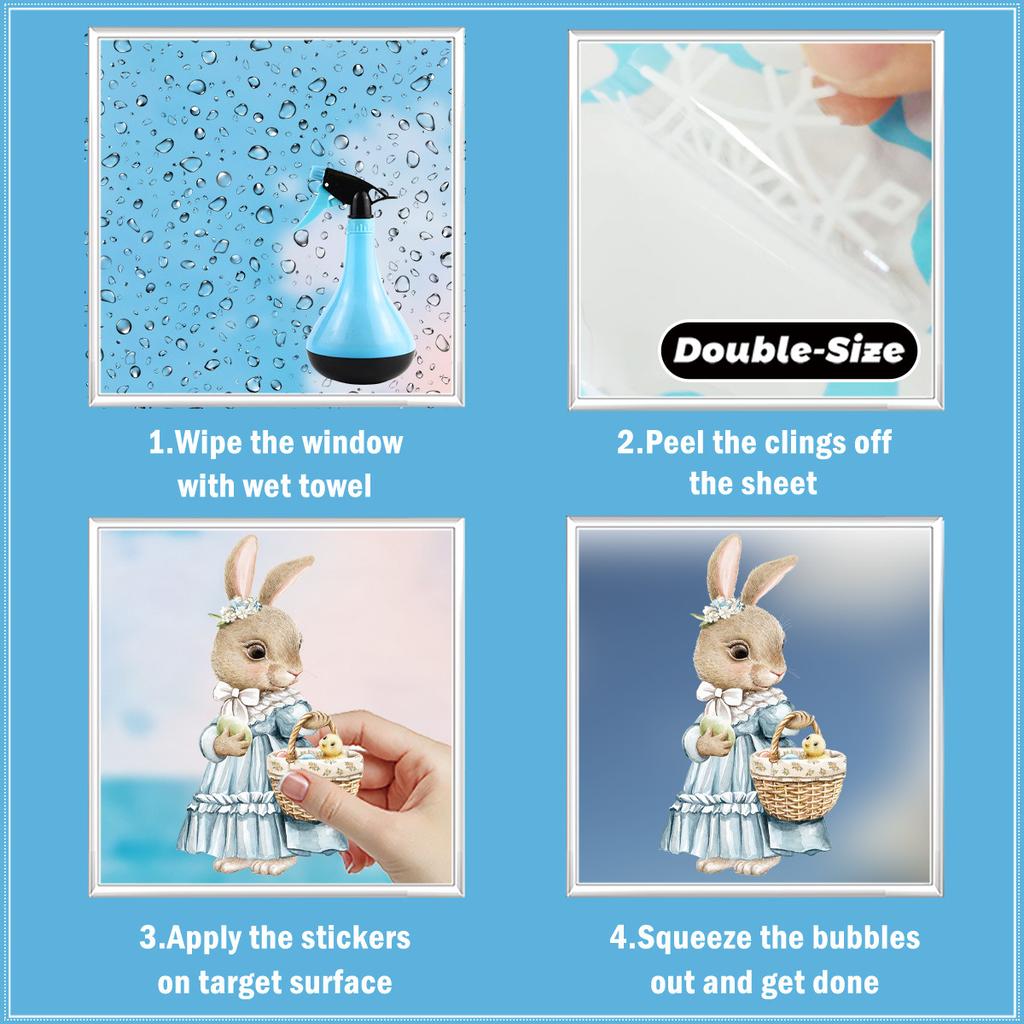 Easter Bunny Static Cling Window Sticker 2026 New Arrival Cute Glass Decoration for Home Easter Decor
