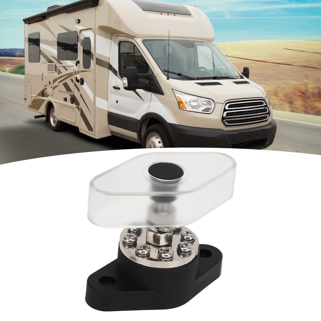 Distribution Stud Junction Post Black 3/8in 300A with Transparent Cover For Motor ATV Ship Electrica