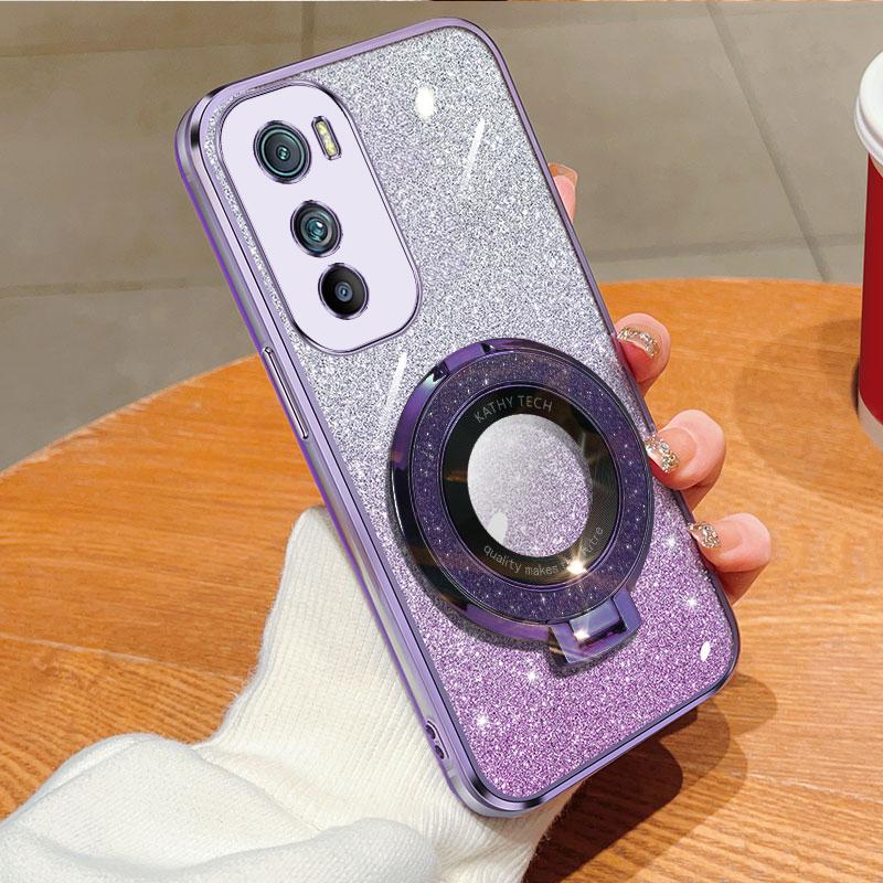 

Чехол из блестящего хромированного геля TPU с держателем для кольца Bling для Moto Edge 30 Edge 20 For Moto Edge 20 чёрный