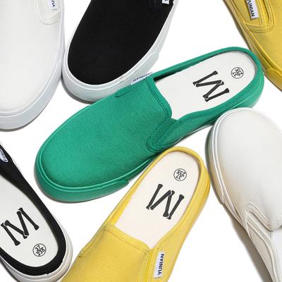 Lente- en Herfsttrend Canvas Schoenen Half Slippers One Pedal Casual Platte Schoenen Over -Voet Binnenzool Damesschoenen Roze Schoenen