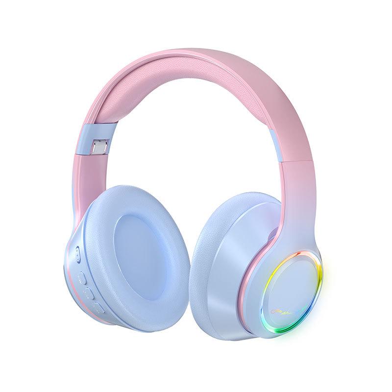 Gradient Color Head-Mounted Bluetooth Headphones with Lights - In Stock Bestseller