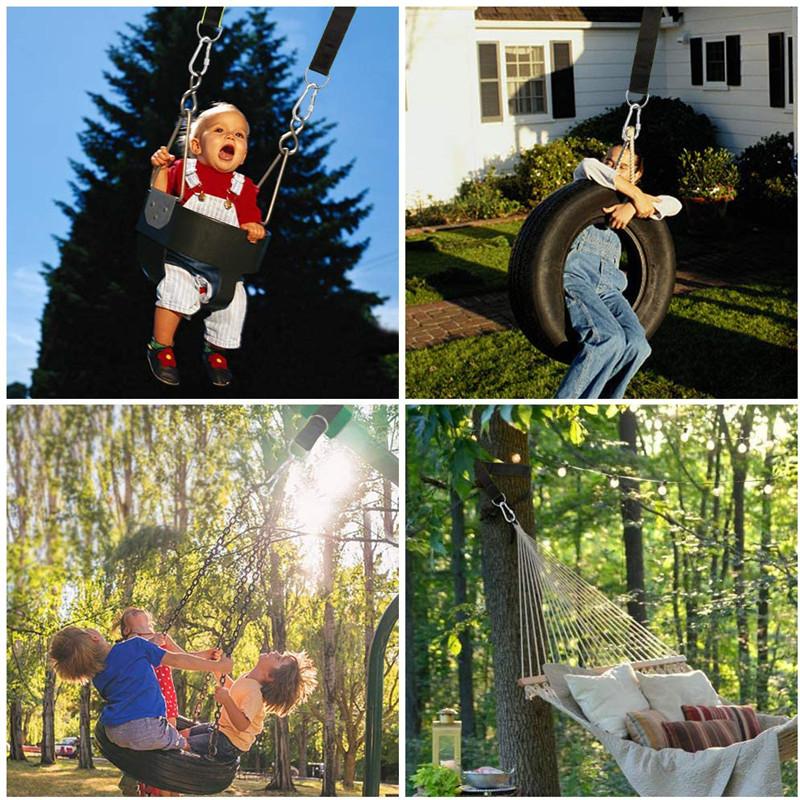 One Pair Tree Swing Hanging Kit Hammock Straps Rope Carabiner 350 KG Load Capacity OutDoor Camping Hiking Hammock Hanging