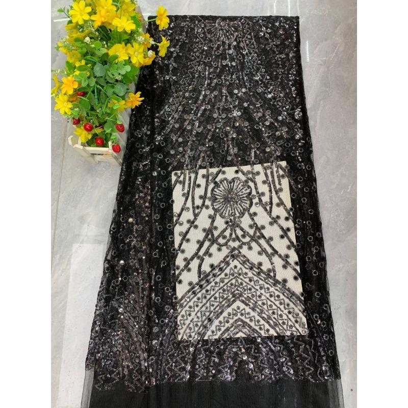 1/3Yards Luxury Sequin Beaded Lace Fabric Embroidered Tulle Mesh Fabric for Wedding Dress Evening Gown Bridal Party DIY Sewing