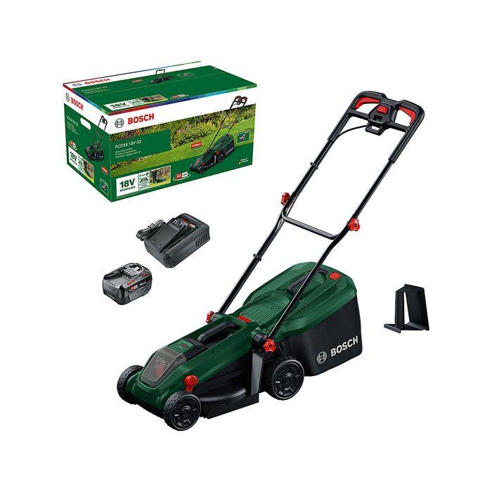 Tondeuse électrique sans fil + batterie 4Ah + chargeur - Bosch - ROTAK18V-32 - 06008B9P00 - 18V - 32cm de coupe
