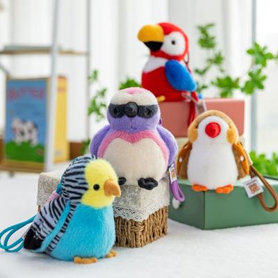 Porte-clés Peluche Animal Mignon Oiseau Simulation Réaliste Pendentif Poupée Oiseau Moineau Kawaii Oiseaux Poilus Porte-clés Garçons et Filles