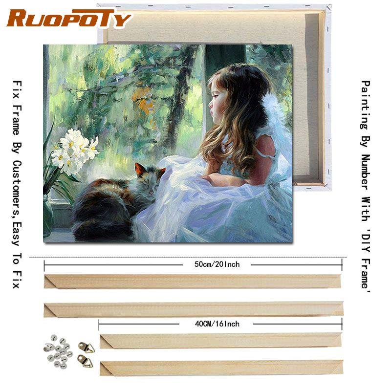 

Ruopoty DIY рамка DIY картина по номерам рисунок акриловая картина по номерам ручная роспись маслом искусство 40x50 см