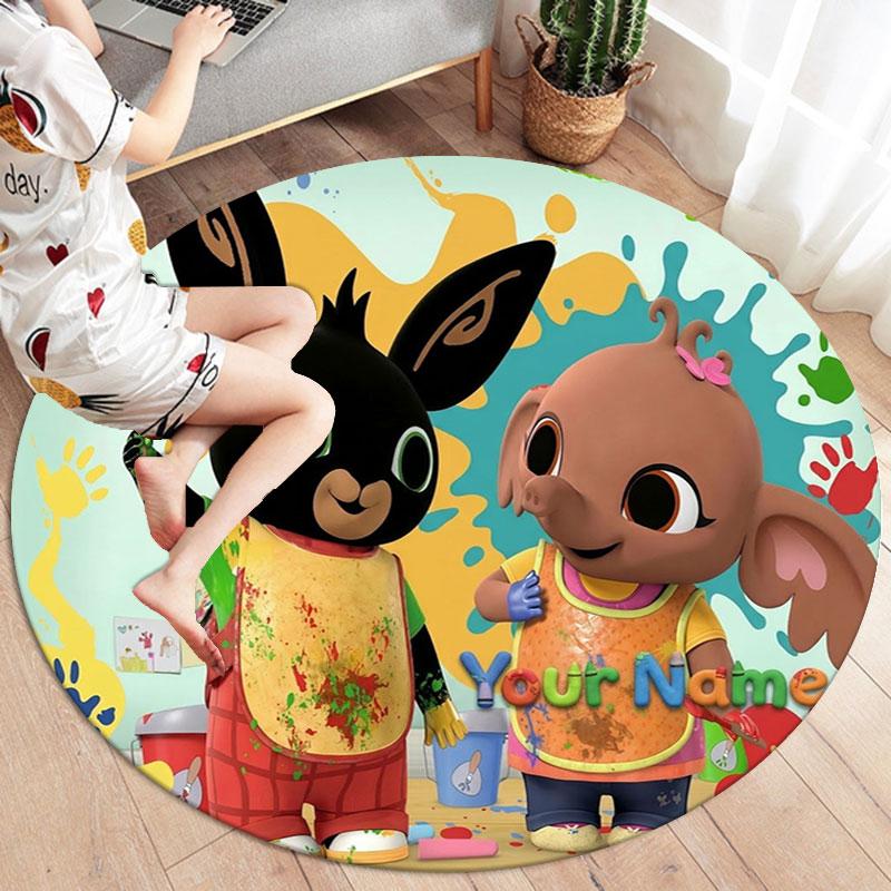 Bing Custom Name Round Area Rug,Carpet Rug for Living Room Bedroom Sofa Playroom Decor,Non-slip Floor Mat