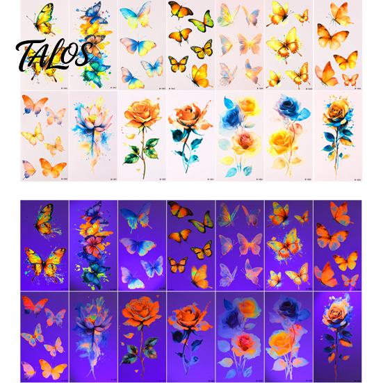 Talos 5 Sheets Butterfly Tattoo Stickers, Waterproof Temporary Flower Tattoos, Colorful Face Body Tattoos for Parties Night Club Music Festival