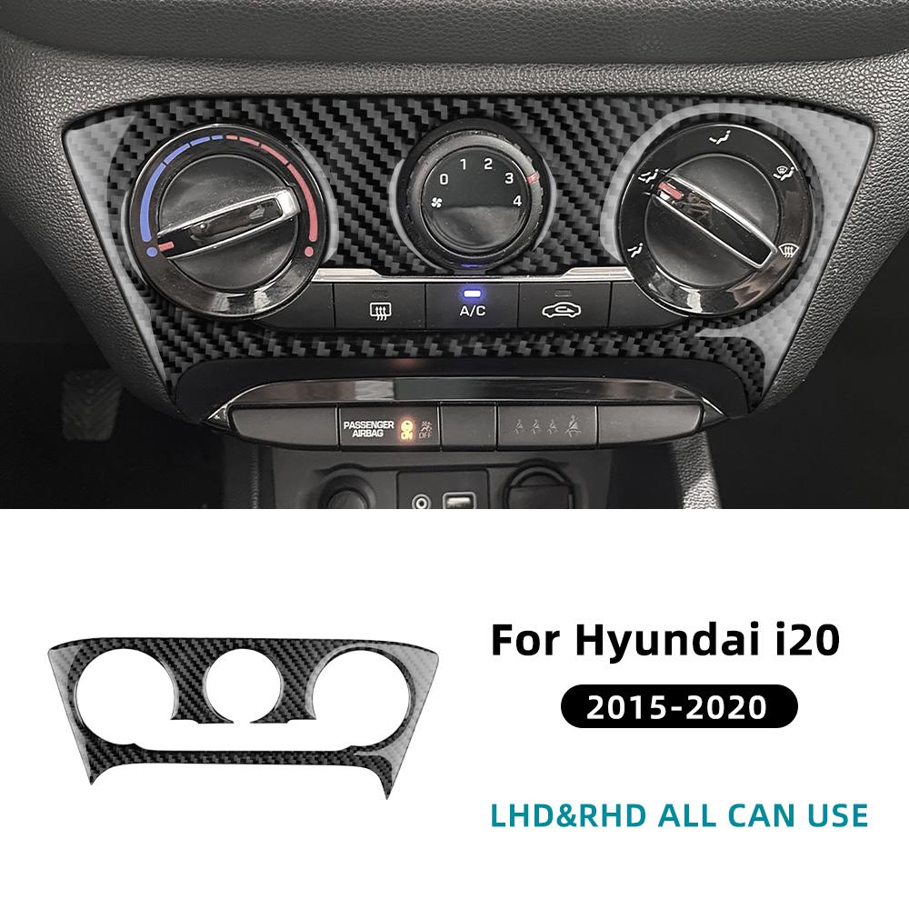 Carbon Fiber Gear Shift Collar for 2015-2020 Hyundai I20 Center Console AC Knob Frame Black Carbon Fiber