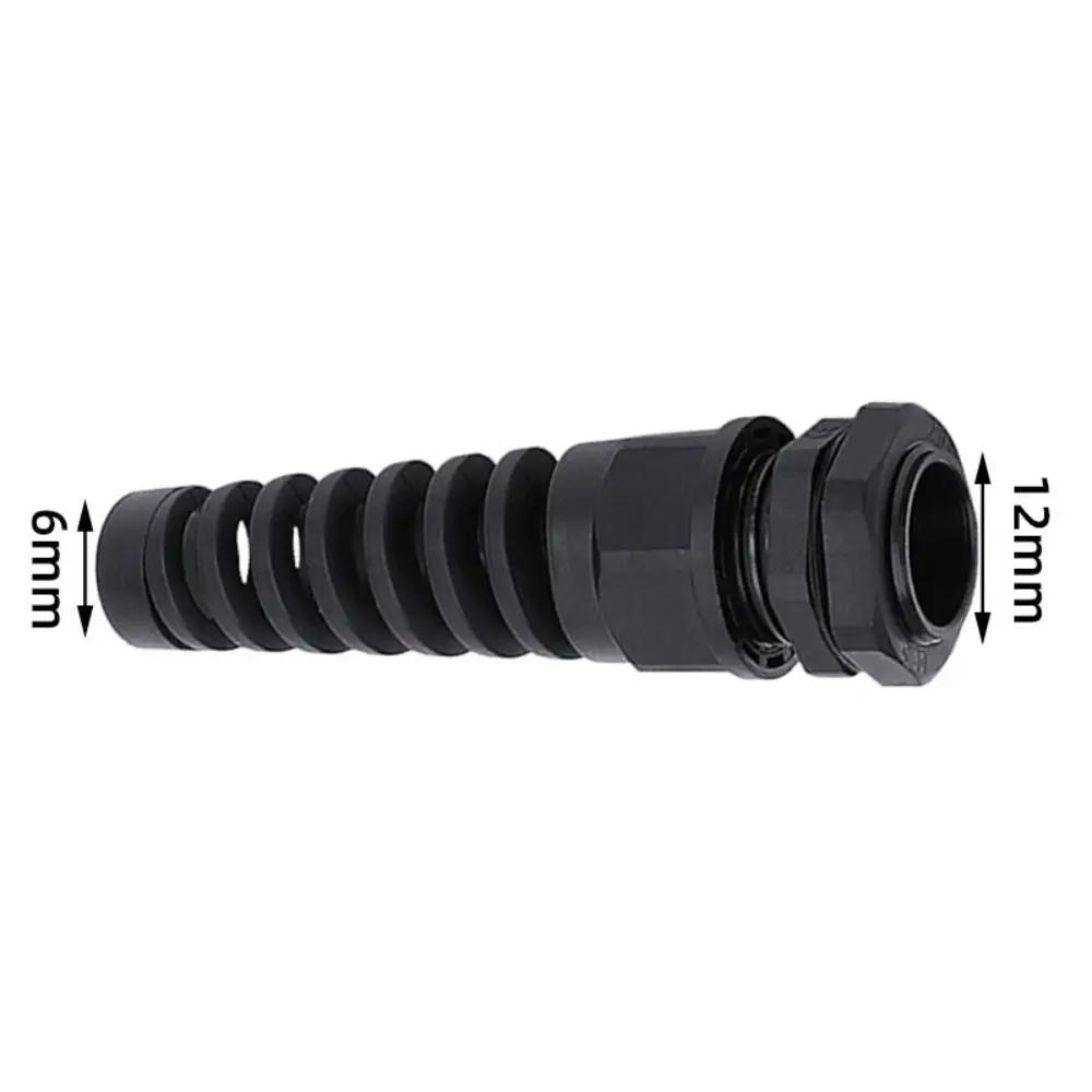 

2Pcs Anti-bending Cable Gland Black Plastic Waterproof Cable Fixing Glands PG7-PG16/M12-M22 Torsion-proof Joint Electrical Parts