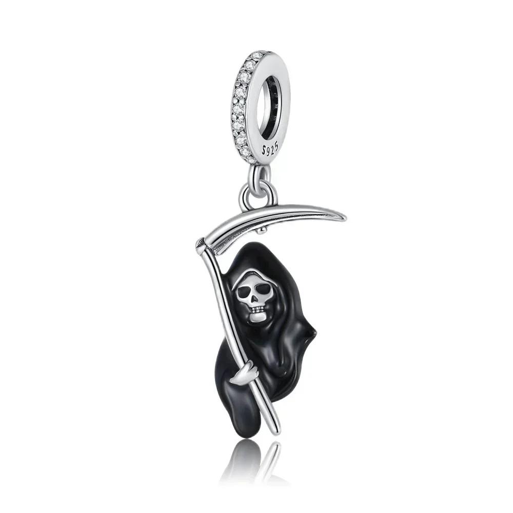 Halloween Copper Skull Charm Luminous Pumpkin Ghost Clown Bead Pendant Ring Necklace Bracelet Diy Jewelry Gift