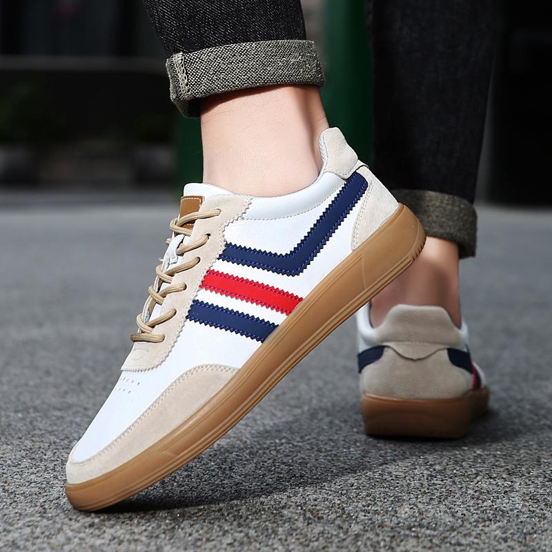 Men's Genuine Leather Casual Shoes Male Daily Walking Shoes Comfortable Business Dress Sneakers Breathable Lace-up Low Top Shoes