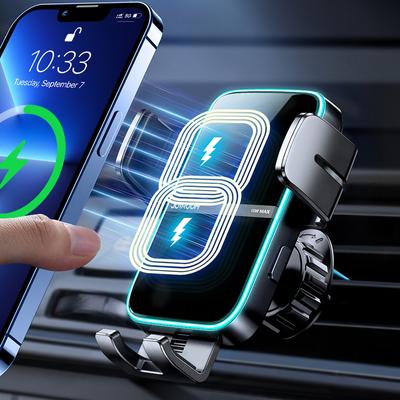 15w Dual Coil Auto Telefon Halter Automatische Schnelle Drahtlose Ladegerät Telefon Halter Auto Halterung Für Iphone Faltbare Galaxy