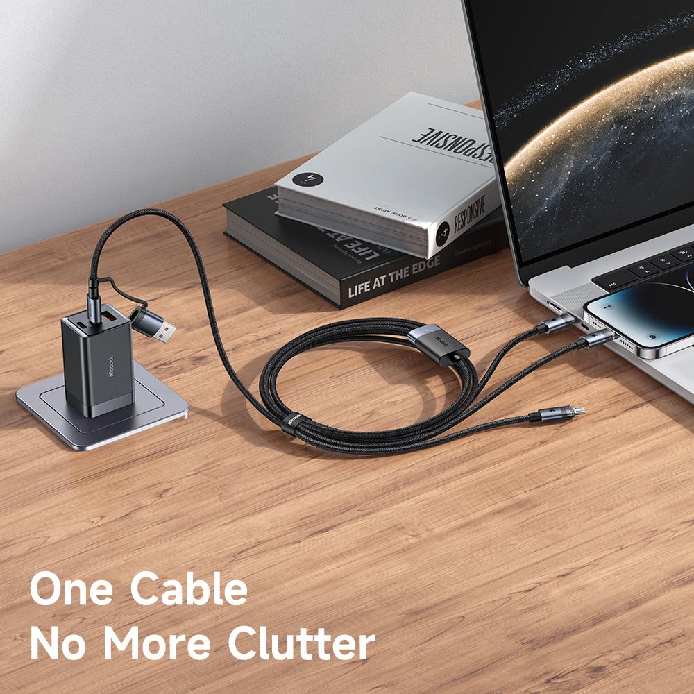 MCDODO CA-7260 1.2m USB A + USB C to USB C + Lightning + Micro Fast Charging Cable with Indicator Light