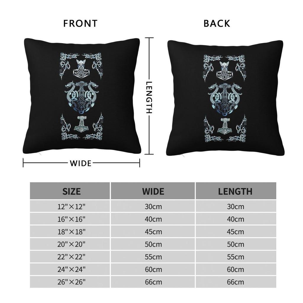 Valknut Symbol And Runes On Wood Norse Viking Odin Square Pillowcase Cushion Cover Pillow Case Throw Pillow Cover