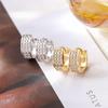 Light Luxury Diamond Row Earrings: Trendy Metal Studs for Men & Women, Popular European & American Rap Style Accessories