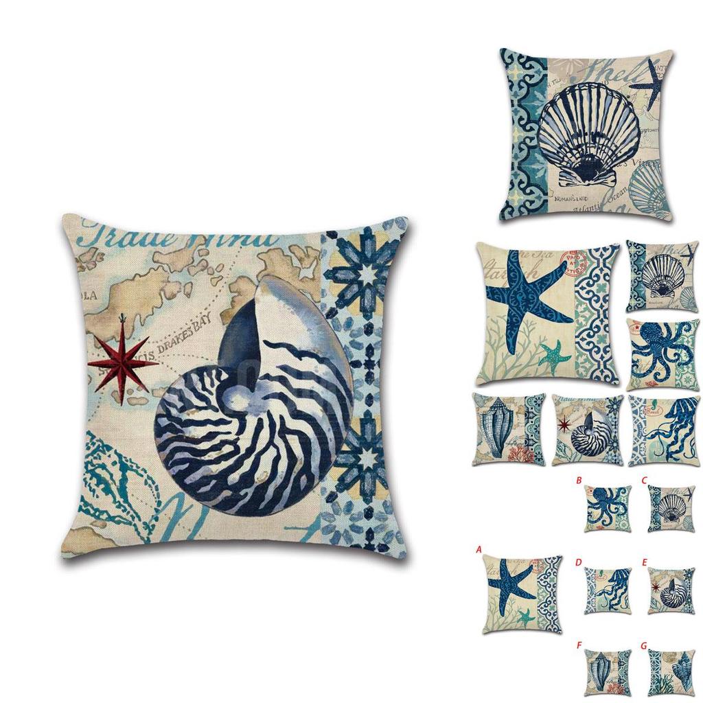 Stylish Marine Organism Flax Cushion Cover With Starfish Design For A Nautical Theme