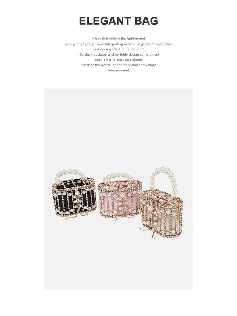 Diamond Pearl Birdcage Handbag: 2025 Fashionable Women's Shoulder Crossbody Bag