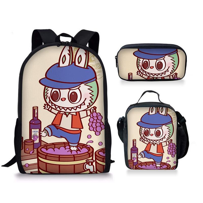 School bag new three-piece meal bag pencil bag student baby backpack cute versatile portable