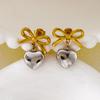 Vintage Simple Gold Color Bow Pearl Earrings For Women Stainless Steel Love Heart Pendant Earring Party Classic Retro Jewelry
