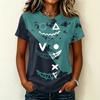 Women's Short Sleeve Round Neck T-Shirt with Halloween Print Pullover Casual Top for Party