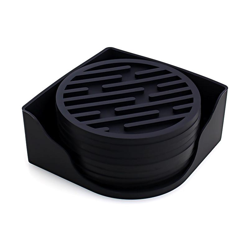 Set di sottobicchieri in silicone Scatola portaoggetti in silicone Sottobicchieri anti-caldo per caffè Sottobicchieri neri