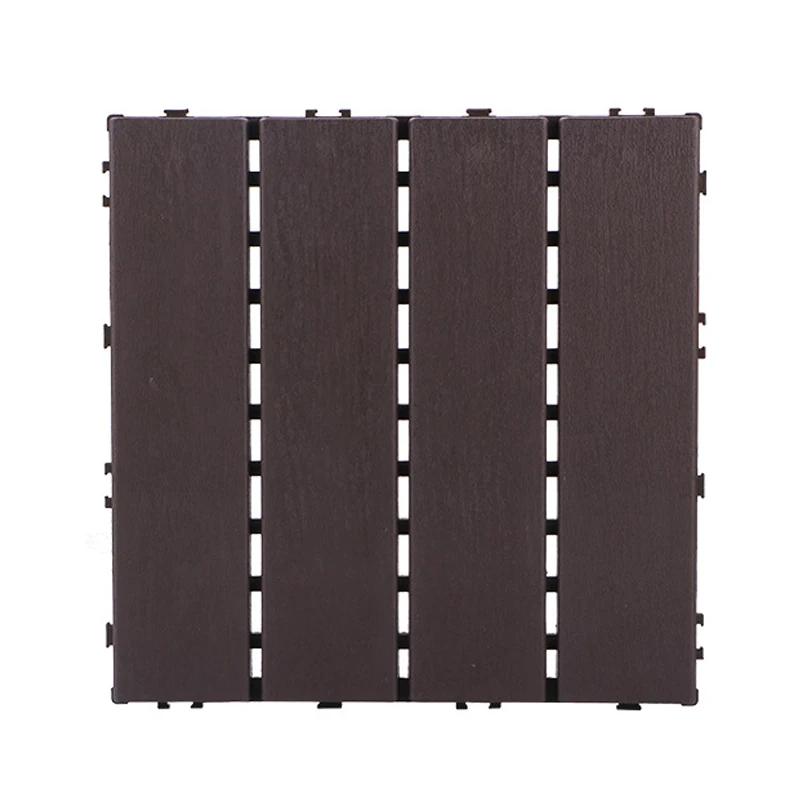 30X30Cm Hardwood Decking Tiles Interlocking Composite Wood Floor Covering for Outdoor Garden Terrace Easy Installation